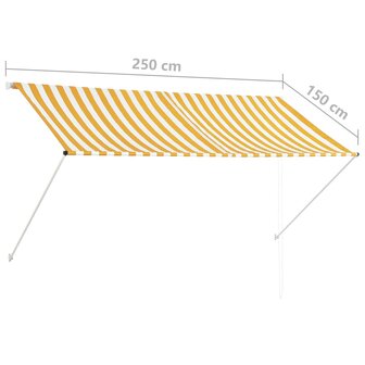 Luifel uittrekbaar 250x150 cm geel en wit 8