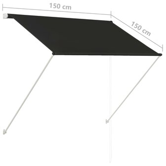 Luifel uittrekbaar 150x150 cm antraciet 8