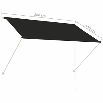Luifel uittrekbaar 200x150 cm antraciet 8