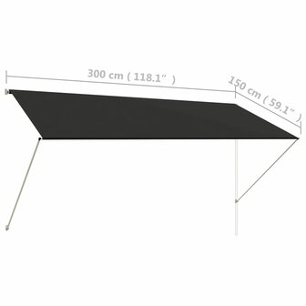 Luifel uittrekbaar 300x150 cm antraciet 8