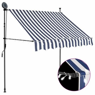 Luifel handmatig uitschuifbaar met LED 100 cm blauw en wit 1