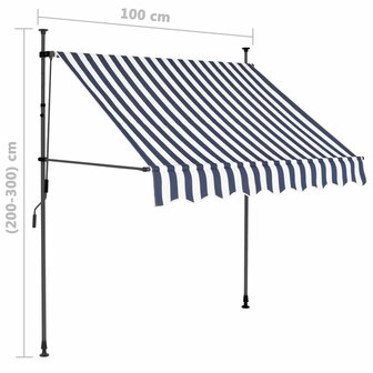 Luifel handmatig uitschuifbaar met LED 100 cm blauw en wit 8