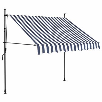 Luifel handmatig uitschuifbaar met LED 150 cm blauw en wit 2