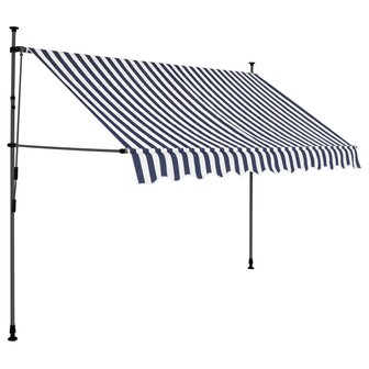 Luifel handmatig uitschuifbaar met LED 250 cm blauw en wit 2