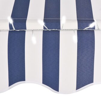 Luifel handmatig uitschuifbaar met LED 250 cm blauw en wit 5