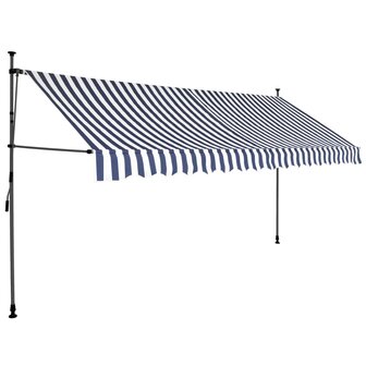 Luifel handmatig uitschuifbaar met LED 350 cm blauw en wit 2