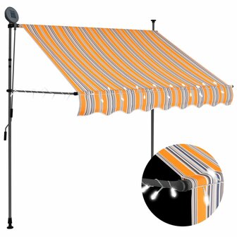 Luifel handmatig uitschuifbaar met LED 200 cm geel en blauw 1