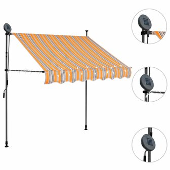 Luifel handmatig uitschuifbaar met LED 200 cm geel en blauw 3