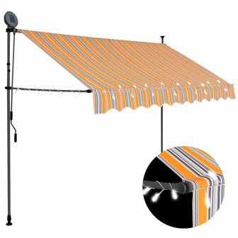 Luifel handmatig uitschuifbaar met LED 300 cm geel en blauw 1