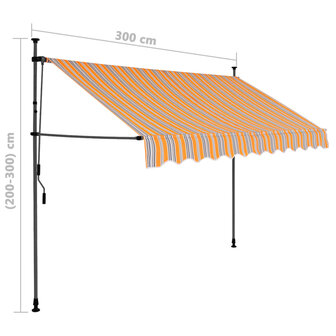 Luifel handmatig uitschuifbaar met LED 300 cm geel en blauw 8