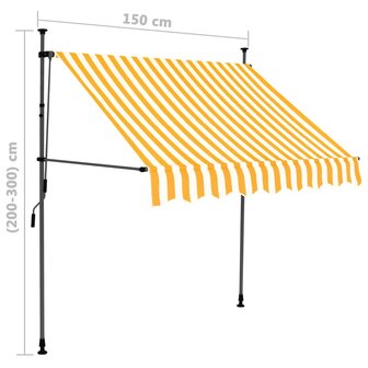 Luifel handmatig uitschuifbaar met LED 150 cm wit en oranje 8