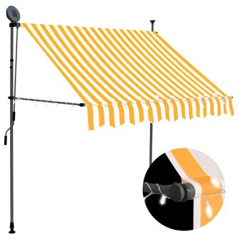 Luifel handmatig uitschuifbaar met LED 200 cm wit en oranje 1