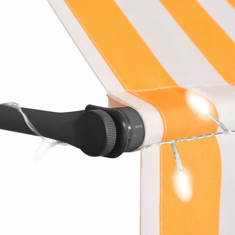Luifel handmatig uitschuifbaar met LED 200 cm wit en oranje 4