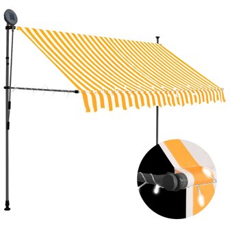 Luifel handmatig uitschuifbaar met LED 250 cm wit en oranje 1