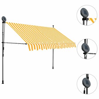Luifel handmatig uitschuifbaar met LED 250 cm wit en oranje 3