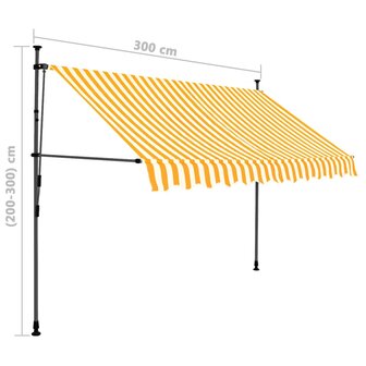 Luifel handmatig uitschuifbaar met LED 300 cm wit en oranje 8