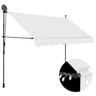 Luifel handmatig uitschuifbaar met LED 250 cm cr&egrave;mekleurig 1