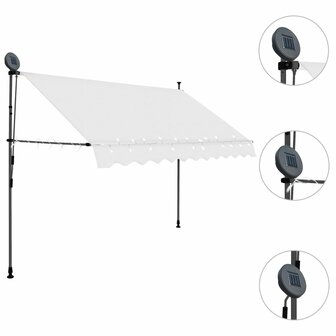 Luifel handmatig uitschuifbaar met LED 250 cm cr&egrave;mekleurig 3
