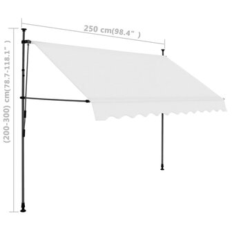 Luifel handmatig uitschuifbaar met LED 250 cm cr&egrave;mekleurig 8