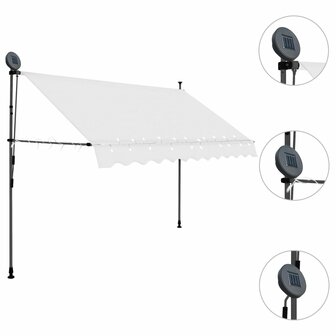 Luifel handmatig uitschuifbaar met LED 300 cm cr&egrave;mekleurig 3