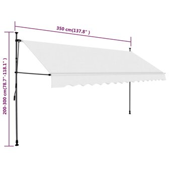 Luifel handmatig uitschuifbaar met LED 350 cm cr&egrave;mekleurig 8