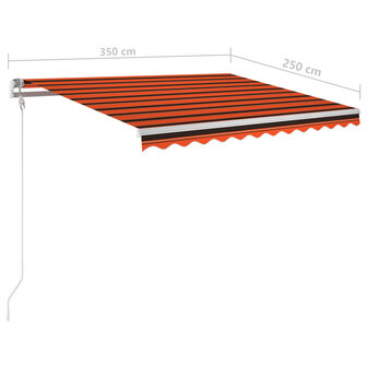 Luifel automatisch met LED windsensor 350x250 cm oranje bruin 10