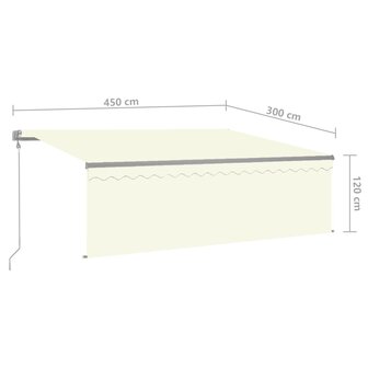 Luifel automatisch uittrekbaar met rolgordijn 4,5x3 m cr&egrave;me 9