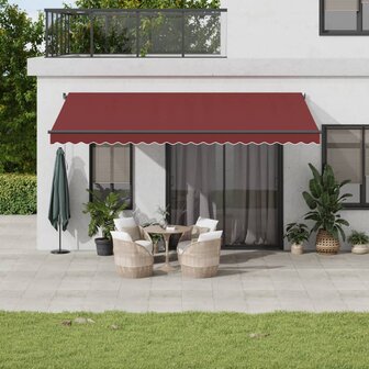 Luifel automatisch uittrekbaar 500x300 cm bordeauxrood 1