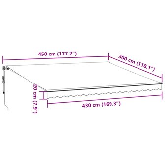 Luifel automatisch uittrekbaar 450x300 cm antracietkleur en wit 10