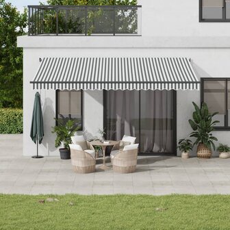 Luifel automatisch uittrekbaar 500x300 cm antracietkleur en wit 1