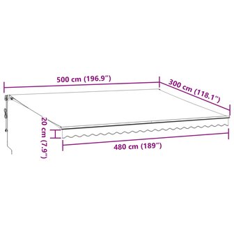 Luifel automatisch uittrekbaar 500x300 cm antracietkleur en wit 11