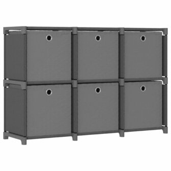 Kast met 6 vakken met boxen 103x30x72,5 cm stof grijs 1