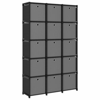 Kast met 15 vakken met boxen 103x30x175,5 cm stof zwart 1