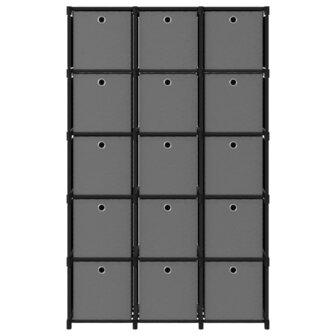 Kast met 15 vakken met boxen 103x30x175,5 cm stof zwart 2