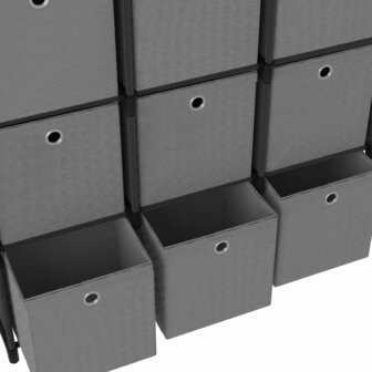 Kast met 15 vakken met boxen 103x30x175,5 cm stof zwart 6