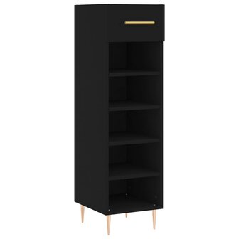Schoenenkast 30x35x105 cm bewerkt hout zwart 2