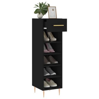 Schoenenkast 30x35x105 cm bewerkt hout zwart 4