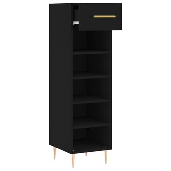 Schoenenkast 30x35x105 cm bewerkt hout zwart 5