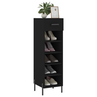 Schoenenkast 30x35x105 cm bewerkt hout zwart 3