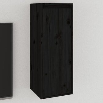 Wandkast 30x30x80 cm massief grenenhout zwart 1