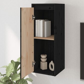 Wandkast 30x30x80 cm massief grenenhout zwart 3