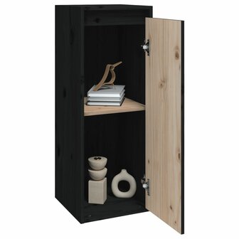 Wandkast 30x30x80 cm massief grenenhout zwart 4