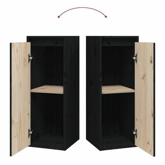 Wandkast 30x30x80 cm massief grenenhout zwart 8