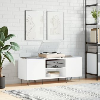 Platenkast 121x38x48 cm bewerkt hout wit 1