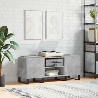 Platenkast 121x38x48 cm bewerkt hout betongrijs 1