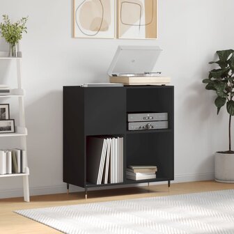 Platenkast 84,5x38x89 cm bewerkt hout zwart 1