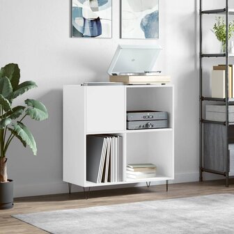 Platenkast 84,5x38x89 cm bewerkt hout wit 1