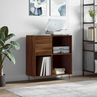Platenkast 84,5x38x89 cm bewerkt hout bruin eikenkleur 1