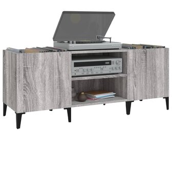 Platenkast 121x38x48 cm bewerkt hout grijs sonoma eikenkleurig 4