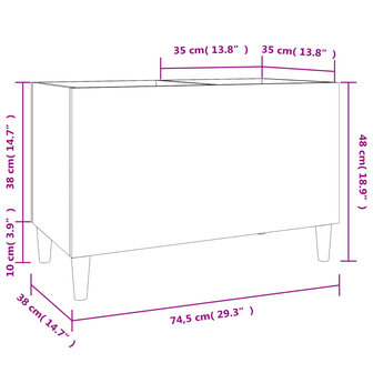 Platenkast 74,5x38x48 cm bewerkt hout bruin eikenkleur 8